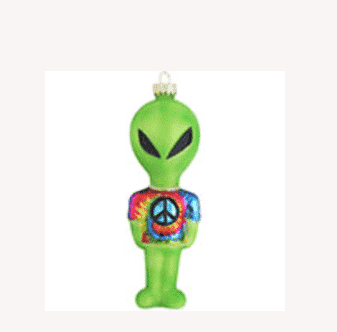 Alien in a Tie Dye Tee Shirt Ornament