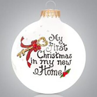 "My First Christmas in My New Home" Gold Key Glass Ball Ornament