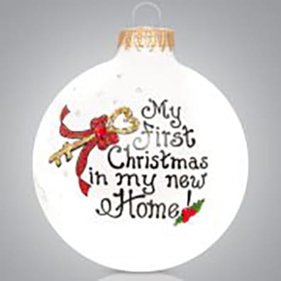 my First Christmas in My New Home Gold Key Glass Ball Ornament