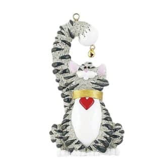 Gray and White Cat Ornament