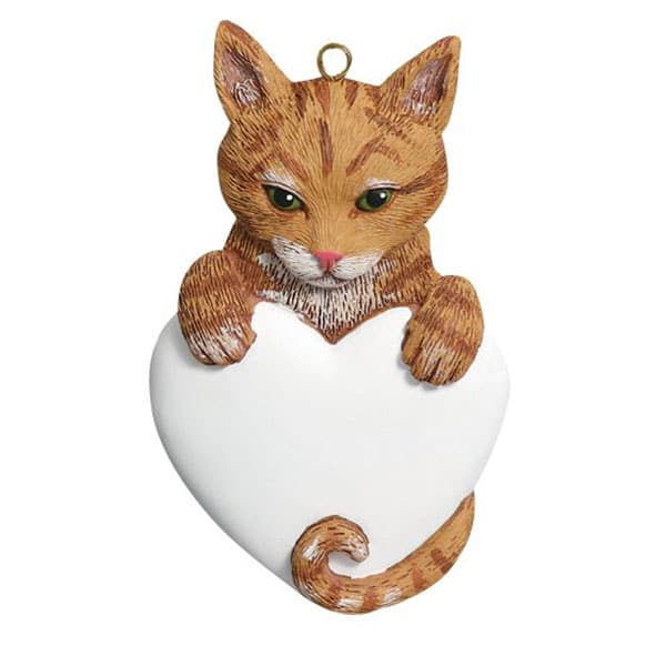 Orange Tabby Cat with Heart Ornament