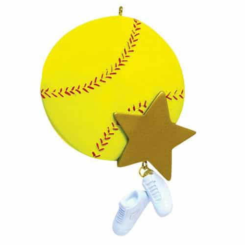 Softball with Star and Shoes Ornament