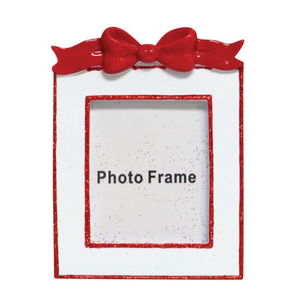 White Frame with Red Bow Ornament