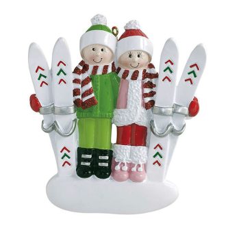 Skiing Couple Ornament Personalize