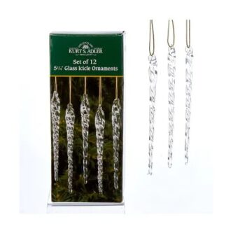 Twisted Clear Glass Icicle Ornament Set