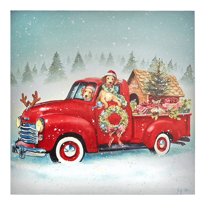 Northlight 6 75 In Holiday Moments Red Vintage Truck Hauling A Frosted Tree Christmas Table Top Decoration
