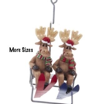 Moose Family On Ski Lift Ornament Personalize