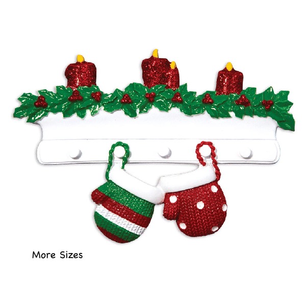 Red Green Mitten Family Ornaments