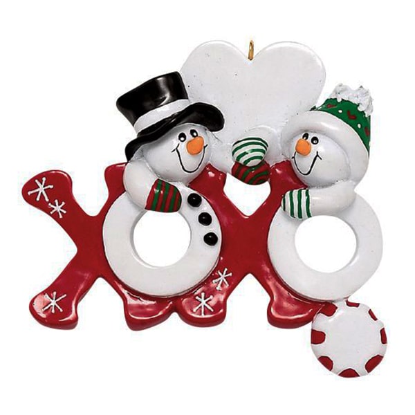 Hugs and Kisses Snowman Couple Personalized Ornament