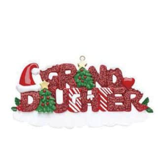 Red Glitter Granddaughter Personalized Ornament