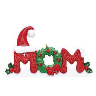 Red Glitter Mom Personalized Ornament