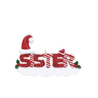 Red Glitter Sister Personalized Ornament