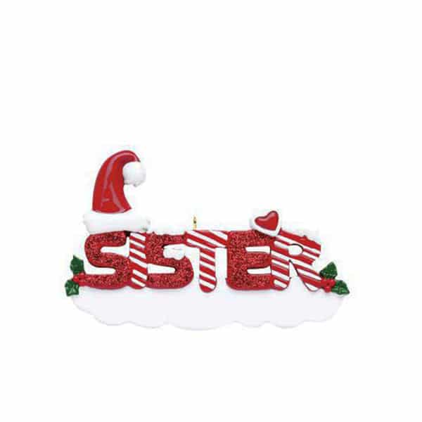 Red Glitter Sister Personalized Ornament