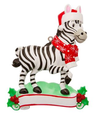 Personalized Holiday Zebra ornament