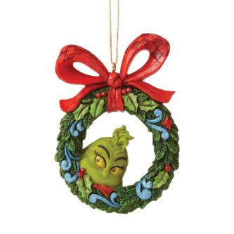 Grinch Peeking Wreath Ornament Jim Shore 6006571