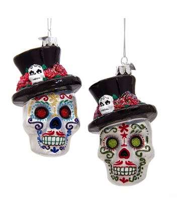 Christmas Tree Decorations Skull Glass Pendant Christmas Ornament Dia De Los Muertos 