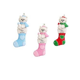 Babys 1st Christmas Polar Bear Stocking Personalized Three