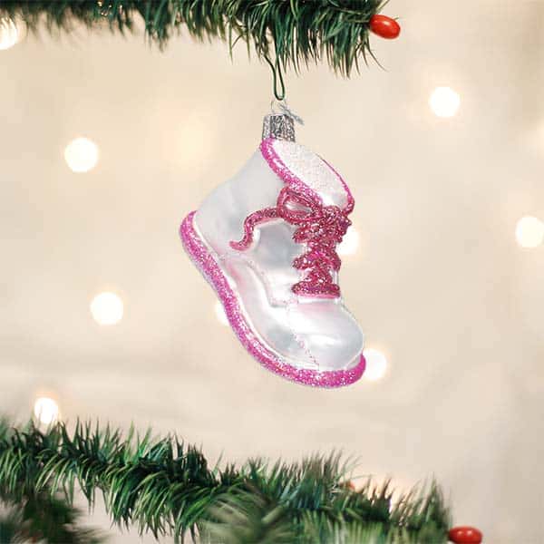 Baby Shoe Ornaments Old World Christmas Personalize Pink