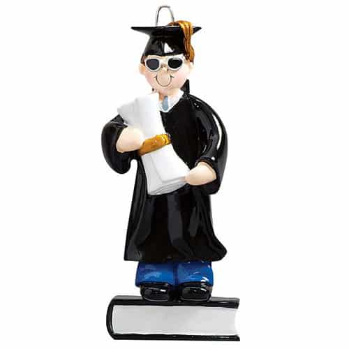 Graduate Personalized Ornament Three Styles Grad Boy Brown