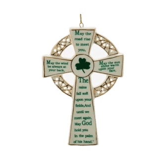 Porcelain Irish Cross Blessing Ornament