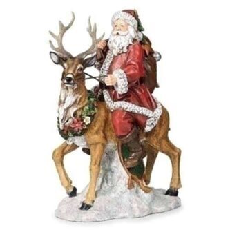 Santa Riding His Reindeer Figurine