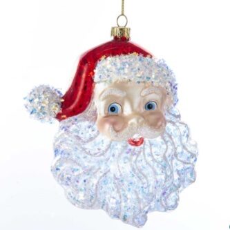All Sparkles Santa Head Glass Ornament