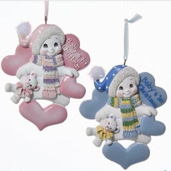 Baby's 1st Christmas Snowman Ornament Personalized