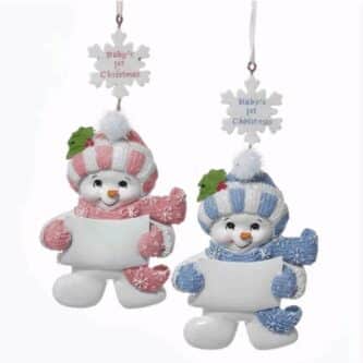 Baby's 1st Christmas Snowman Ornaments Personalized