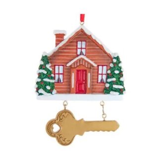 Home with Key Dangle Ornament Personalized