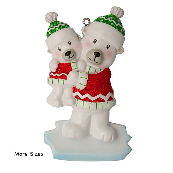 Polar Bear Single Parent Ornament Personalized 2