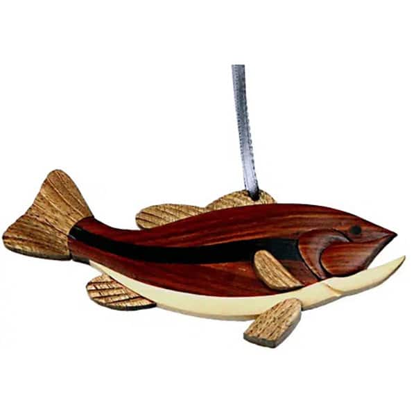 Wood bass intarsia double sided ornament stnickscom