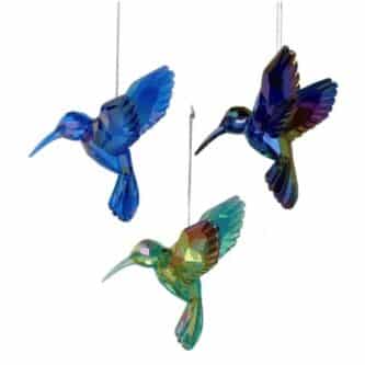Deep Color Iridescent Hummingbird Ornaments
