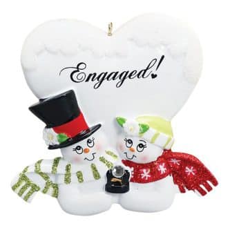 Engaged Snowmen Ornament