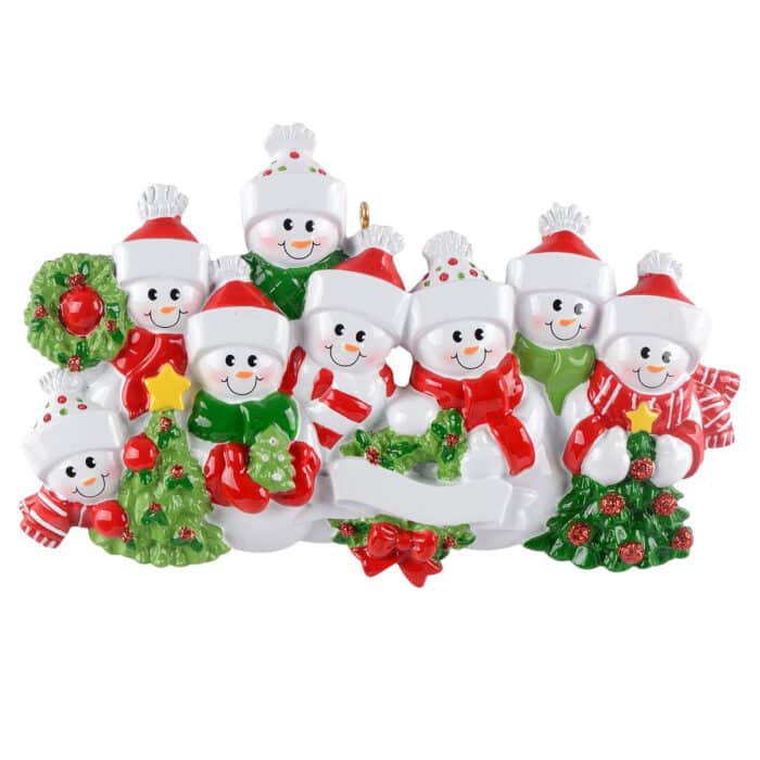 Snow Family with Christmas Tree Ornament 8