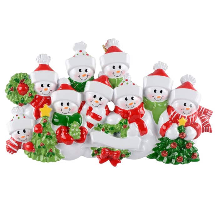 Snow Family with Christmas Tree Ornament 9