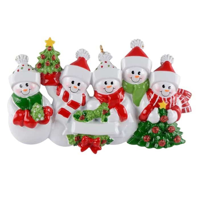 Snow Family with Christmas Tree Ornament Five