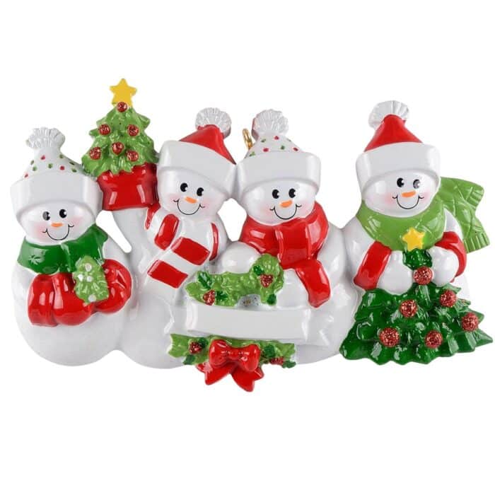 Snow Family with Christmas Tree Ornament Four