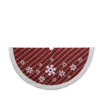Christmas Plaid Snowflake Tree Skirt 48"