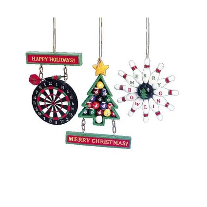 Dart Board Bowling and Billiards Ornaments