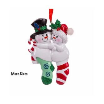 Snowman Stocking Family Ornament Personalize