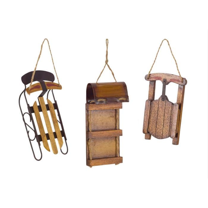 Sled Vintage Look Ornaments