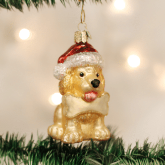 Old World Christmas Jolly Pup Blown Glass Ornament