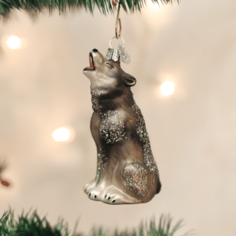 Old World Christmas Blown Glass Howling Wolf Ornament