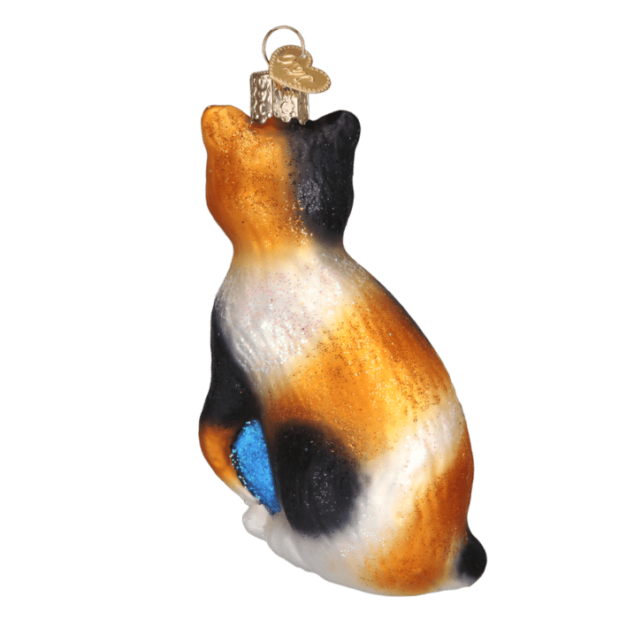 Old World Christmas Calico Cat Blown Glass Ornament