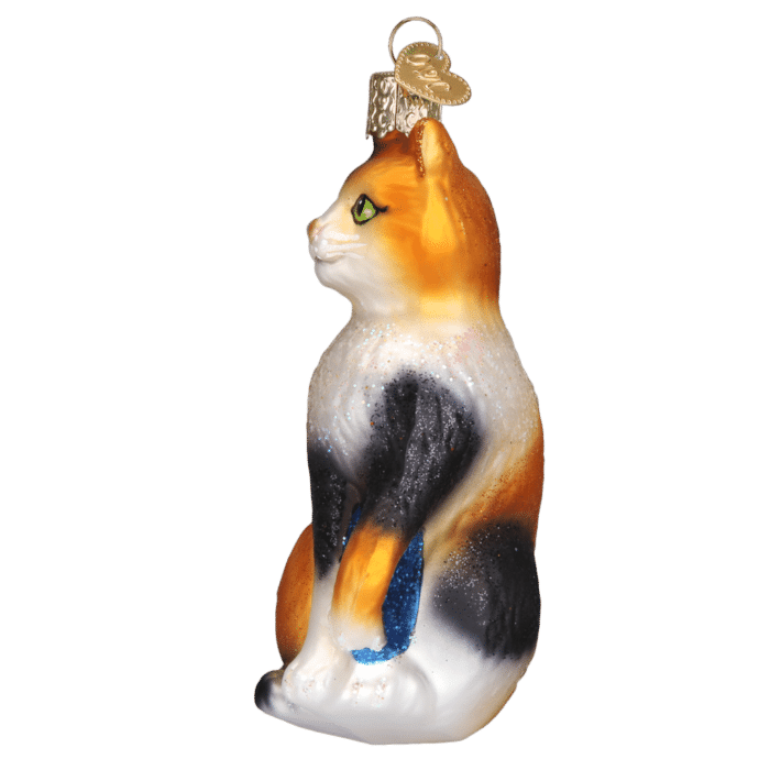 Old World Christmas Calico Cat Blown Glass Ornament