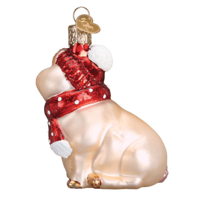 Old World Christmas Snowy Pig Blown Glass Ornament