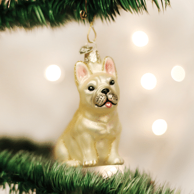 Old World Christmas French Bulldog Blown Glass Ornament