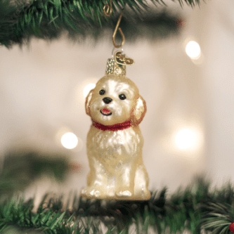 Old World Christmas Cockapoo Puppy Blown Glass Ornament