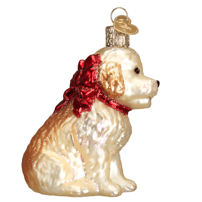 Old World Christmas Cockapoo Puppy Blown Glass Ornament