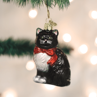 Old World Christmas Blown Glass Tuxedo Kitty Ornament